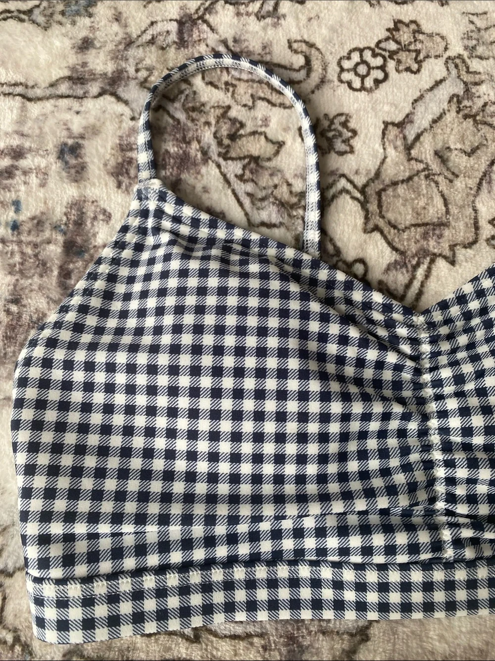 NWT abercrombie kids Navy and White Gingham Bikini Top 11/12
